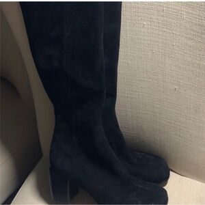 Vince Black Heeled Suede Vero Cuoio (37)Boots for Women (NEW)